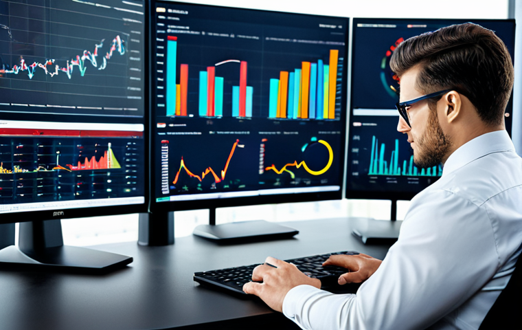 A focused professional data analyst in a modest business suit, fully clothed, appropriate attire. Seated at a modern desk in a sleek, well-lit office, surrounded by large monitors displaying intricate data visualizations, charts, and AI predictive models, showcasing data-driven insights. The atmosphere is clean and high-tech. Perfect anatomy, correct proportions, natural pose, well-formed hands, proper finger count, natural body proportions. Professional photography, sharp focus, high-resolution, safe for work, appropriate content, fully clothed, professional.