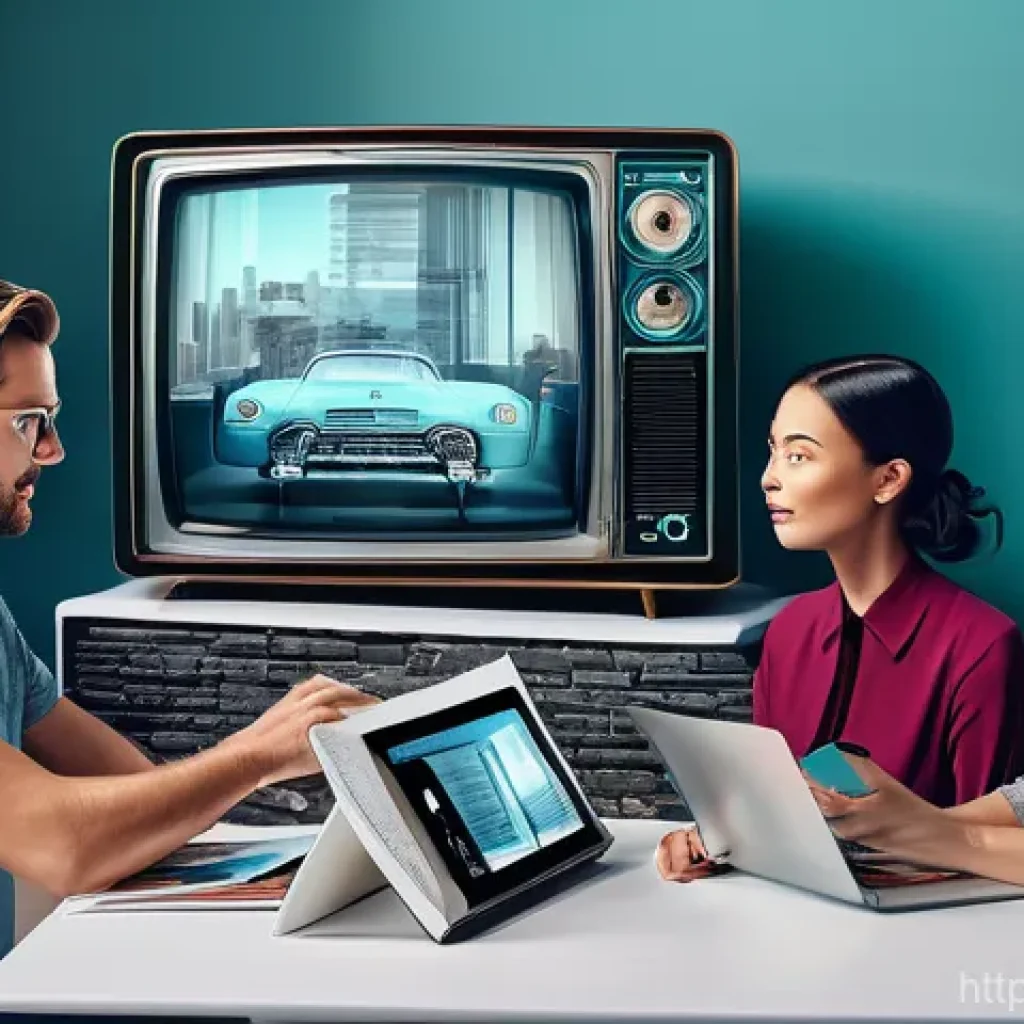 광고홍보사와 디지털 마케팅 기본 - A dynamic, split-screen image illustrating the evolution of marketing. On the left, a retro-styled s...