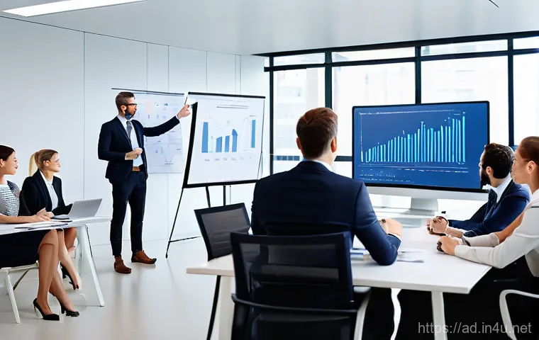 광고홍보사와 B2B 광고 기획 - **Prompt 1: Strategic B2B Collaboration Meeting**
A diverse team of male and female professional...
