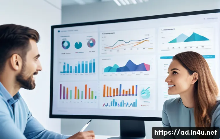 광고홍보사와 콘텐츠 플래닝 - A modern digital marketing team in a sleek, bright office environment collaborating intensely around...