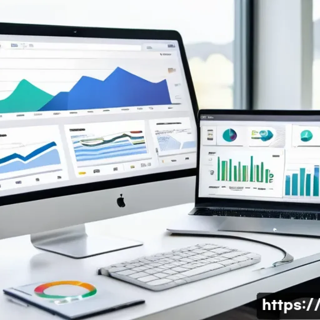 광고홍보사와 광고 예산 분석법 - A modern digital marketing workspace showing a multi-screen setup with graphs and charts displaying ...