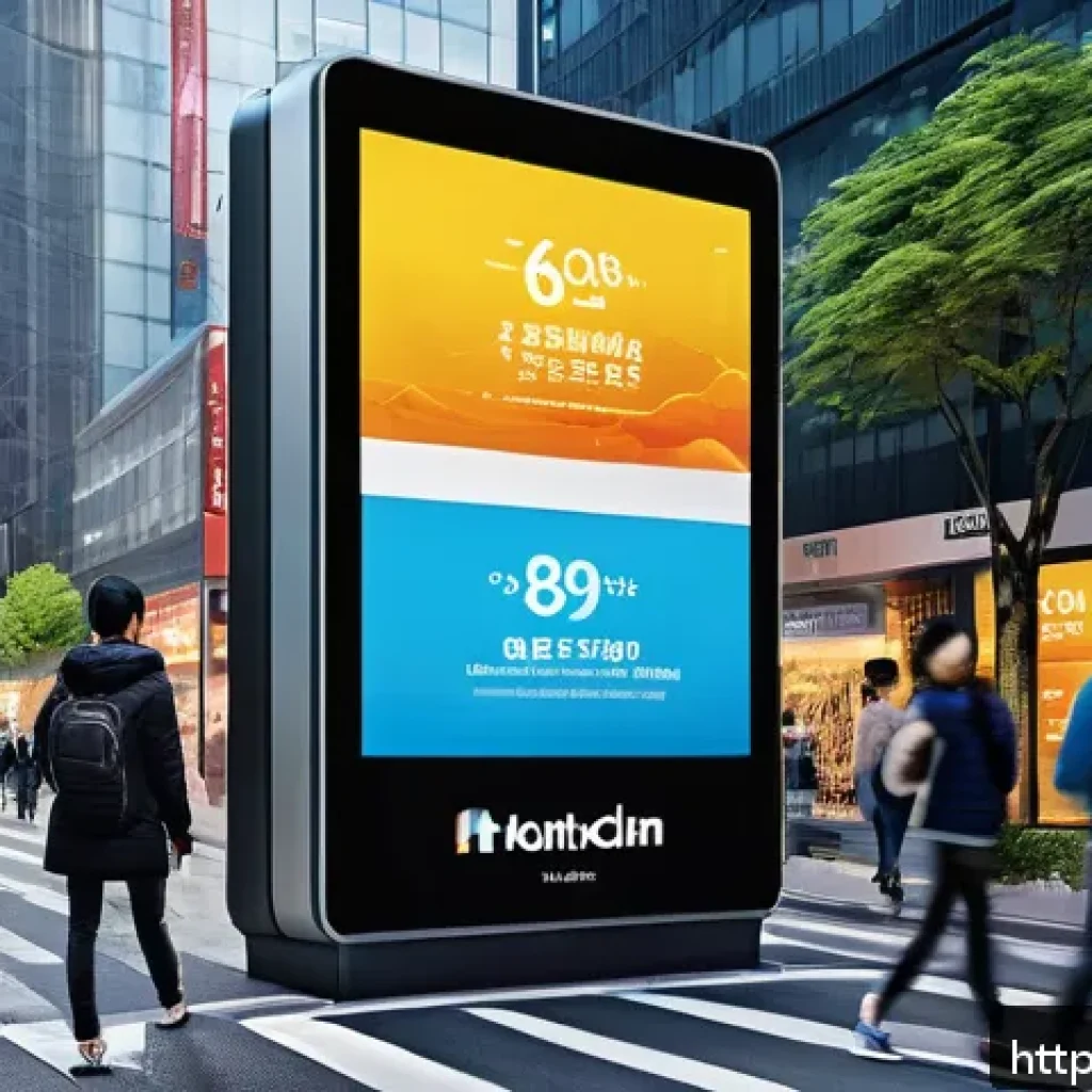 광고홍보사와 혁신적인 미디어 광고 사례 - A futuristic urban scene showcasing a hybrid advertising strategy: digital billboards seamlessly int...