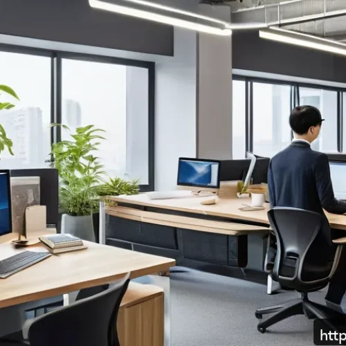 광고홍보사 워라밸 실현 사례 - A modern advertising office environment showcasing flexible work hours: diverse professionals workin...
