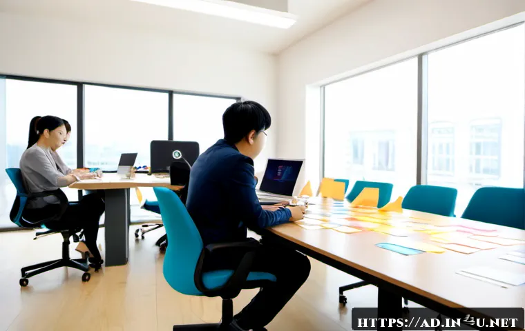 광고홍보 프로젝트 관리 기술 - Photorealistic advertising project management scene, diverse marketing team in a bright modern offic...